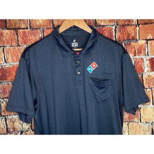 Domino’s Pizza Men’s Large Polo Shirt Blue Uniform Staff Short Sleeve Employee